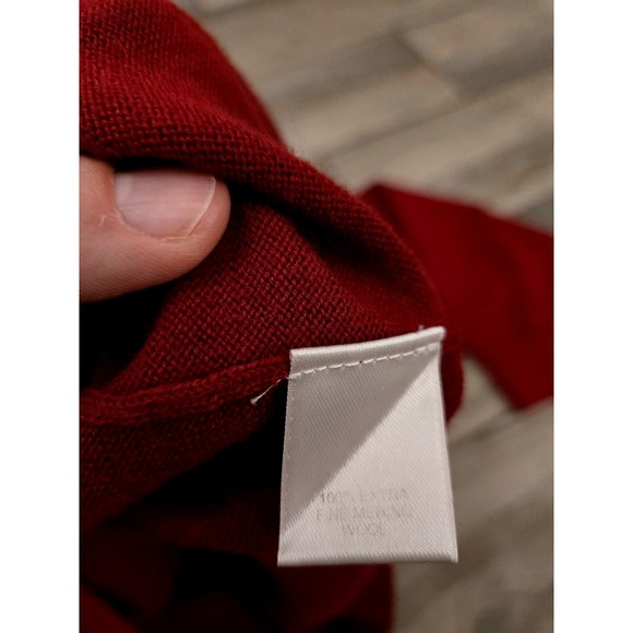 Turnbury Mens Extra Fine Merino Wool V Neck Sweater Red Size XL - Picture 5 of 6